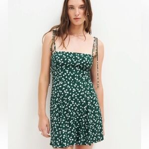 Reformation Dark Green Floral Mini Dress